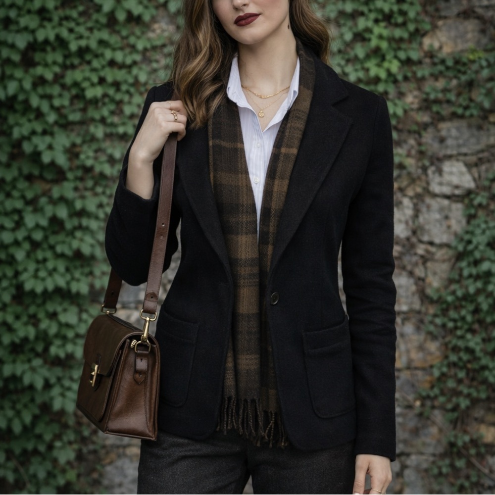 JAMES PERSE Black Knit Quiet Luxury Fitted Blazer, 1/S